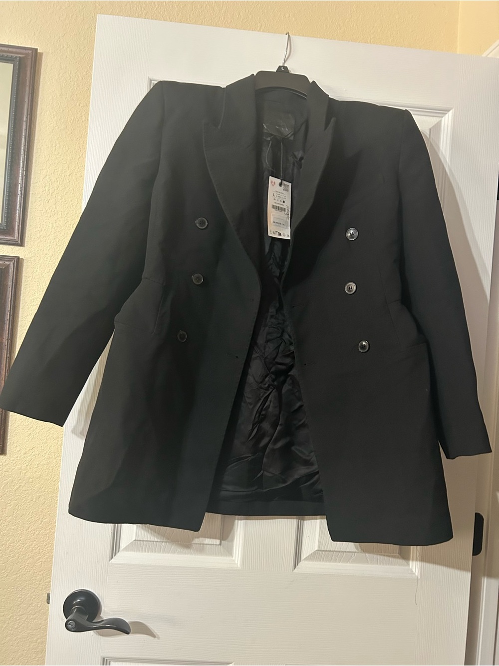 Zara Black Double-Breasted Blazer Jacket